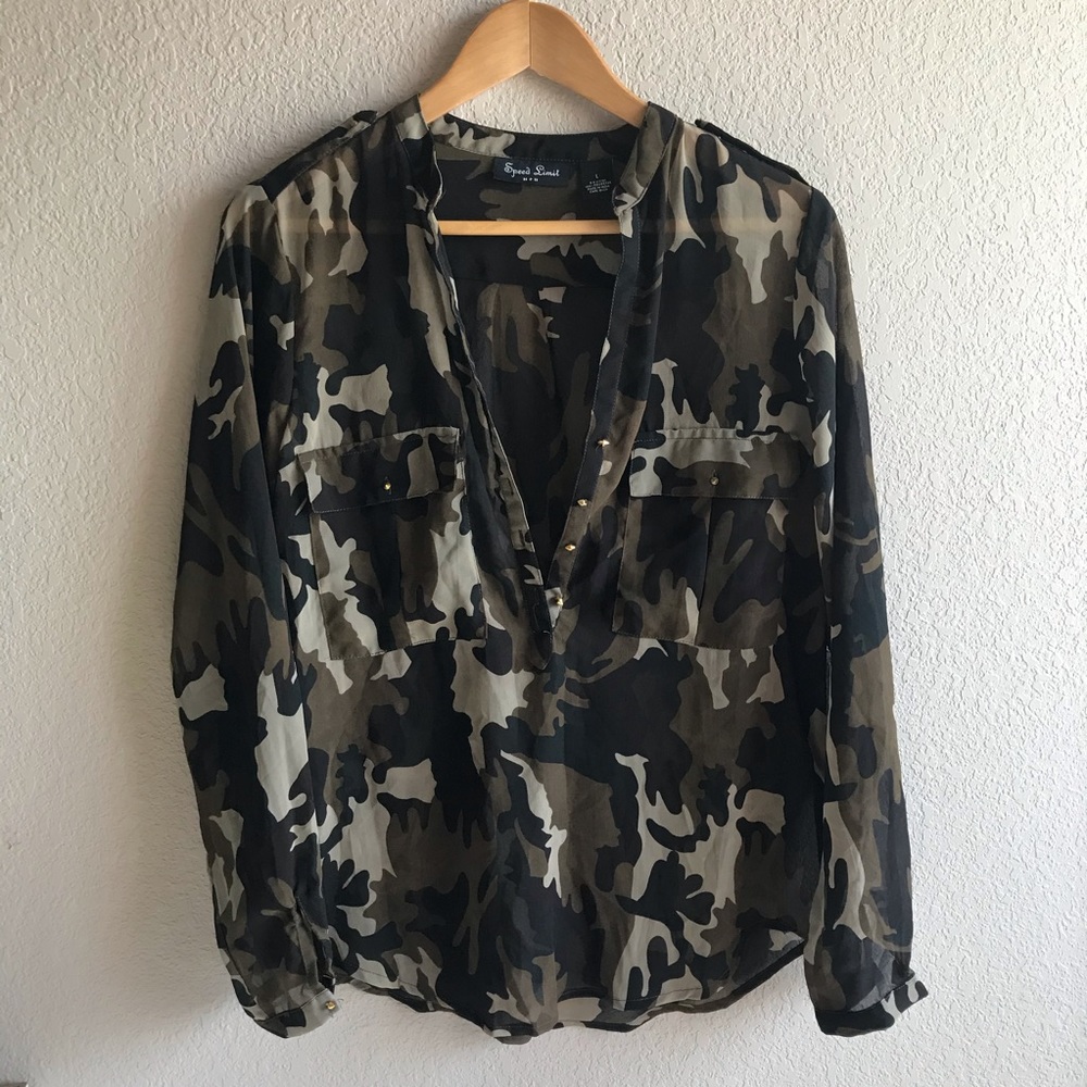 Sheer camo blouse